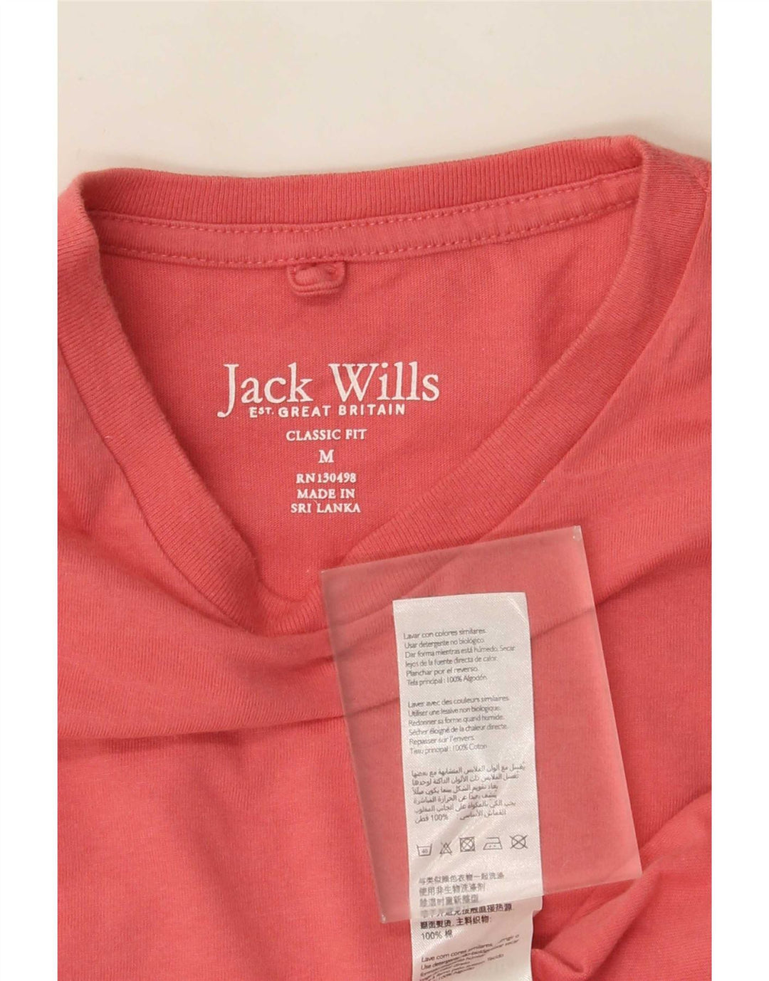 T-shirt męski Jack Wills o klasycznym kroju, średni, różowy, bawełniany