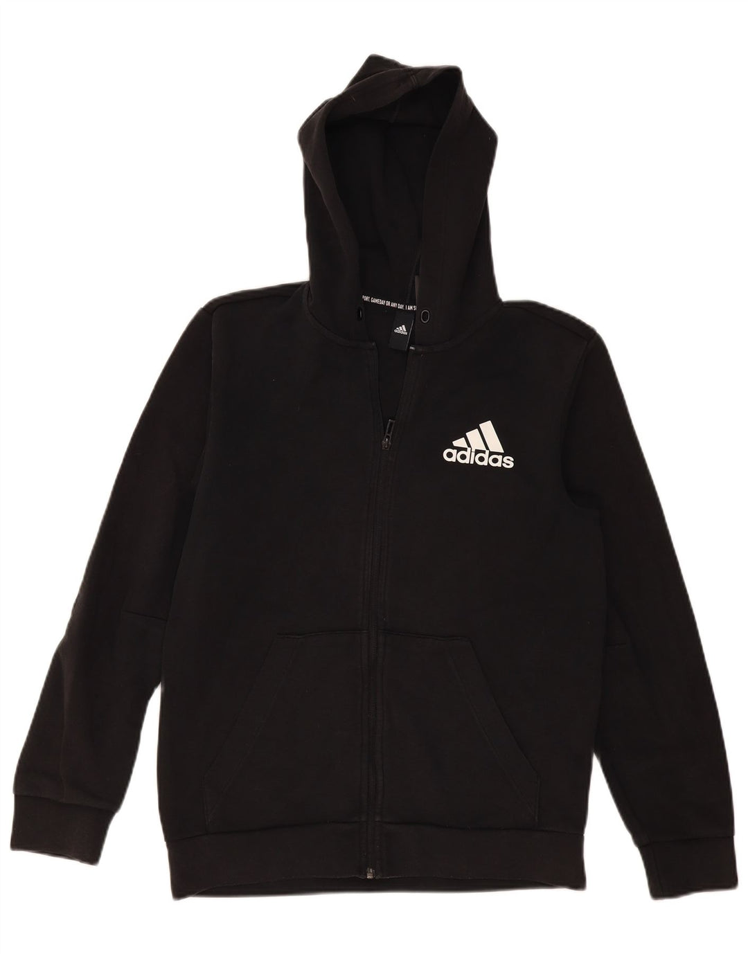 Męski sweter z kapturem i zamkiem błyskawicznym Adidas, średni czarny, bawełniany