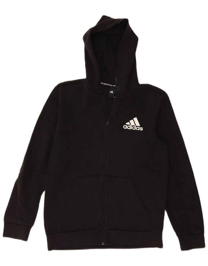 Męski sweter z kapturem i zamkiem błyskawicznym Adidas, średni czarny, bawełniany