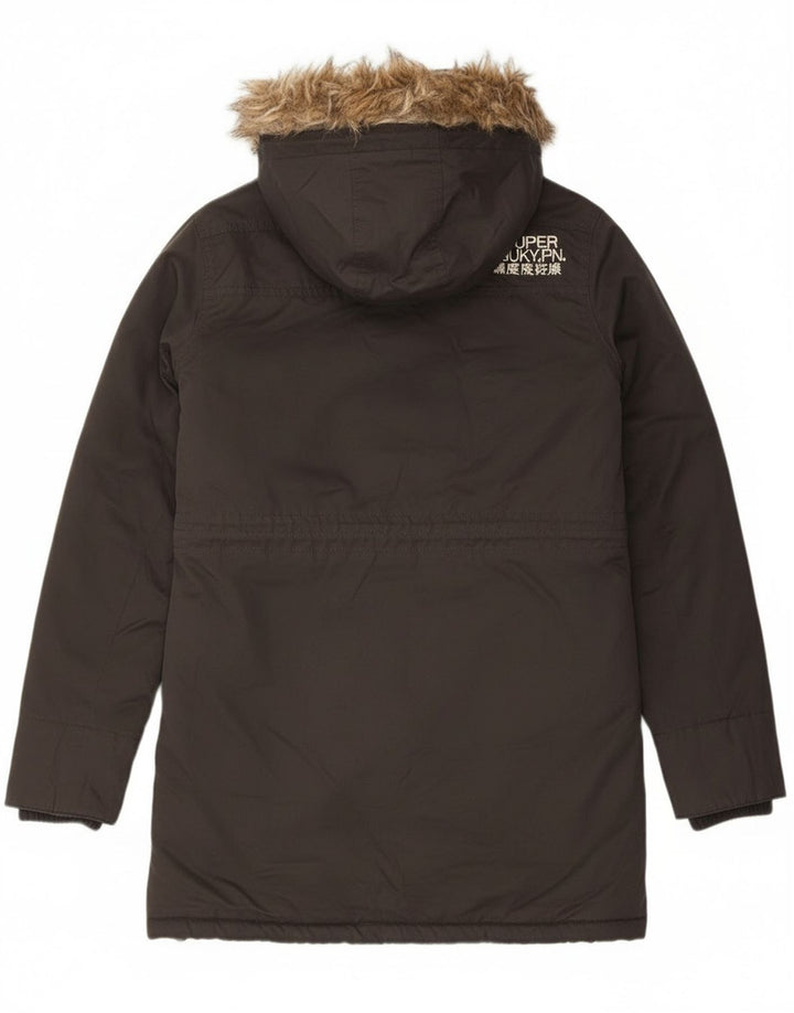 Męska kurtka parka z kapturem Superdry, UK 38, średnioszary poliester