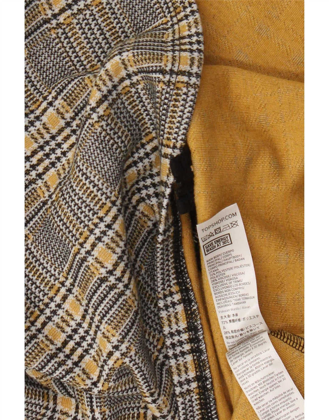 Damska spódniczka mini Topshop UK 8 Small W28 Szara, poliestrowa krata