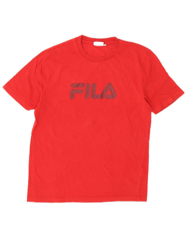 Męski T-shirt z grafiką Fila, mały, czerwony, bawełniany