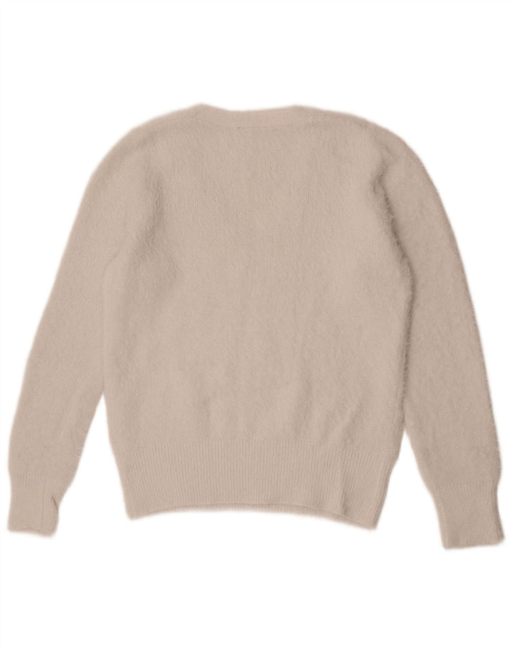 Marks & Spencer Damski sweter z dekoltem w kształcie litery V, UK 12, średni złamanej bieli