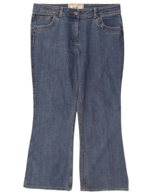 Damskie jeansy Bootcut M&Co UK 16, duże W34 L29, niebieska bawełna