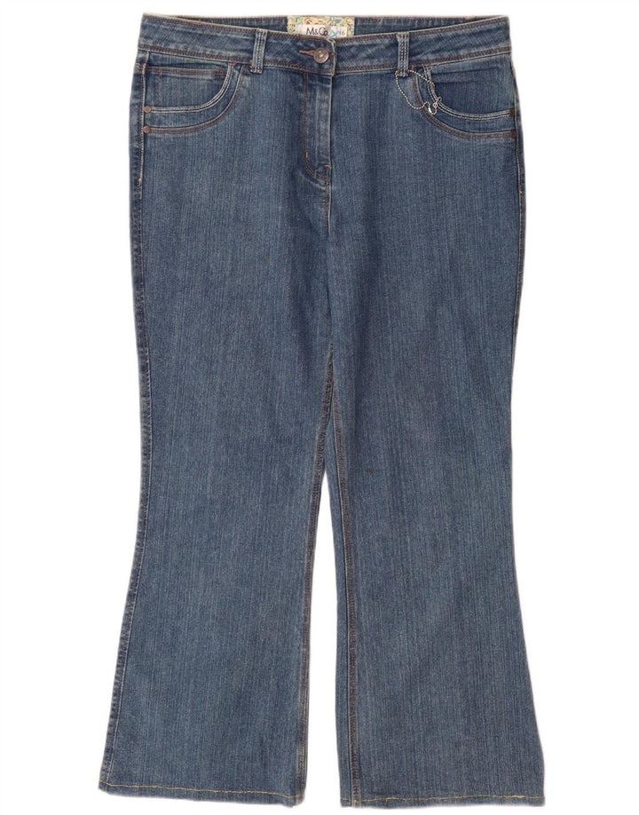 Damskie jeansy Bootcut M&Co UK 16, duże W34 L29, niebieska bawełna