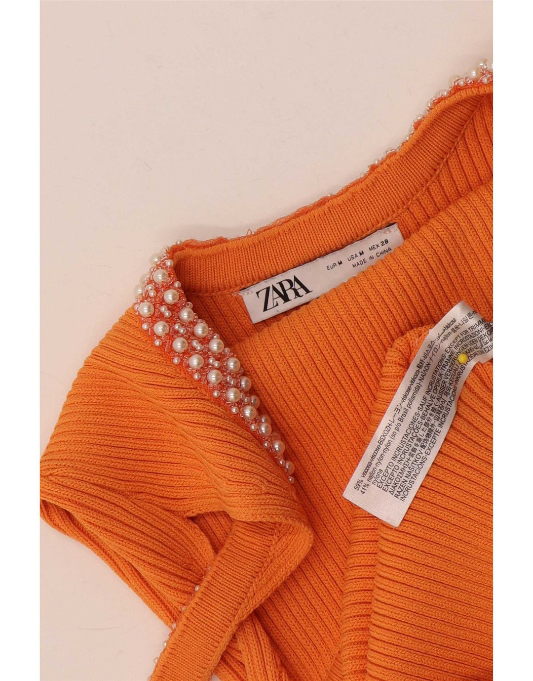 Damski top na ramiączkach Zara Slim Fit UK 14 Średni pomarańczowy wiskoza