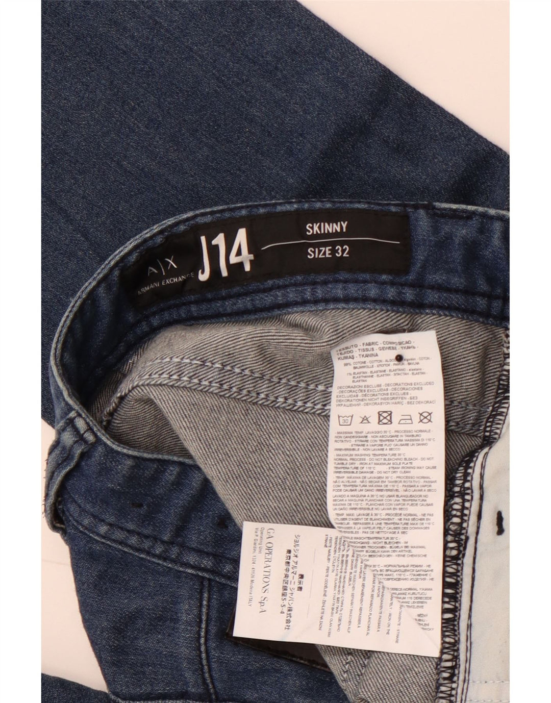 ARMANI EXCHANGE Damskie J14 Skinny Jeans W32 L31 Niebieskie bawełniane
