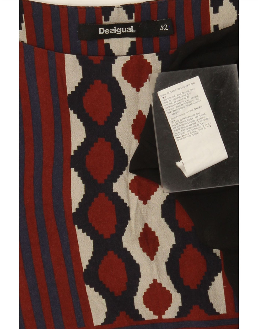 DESIGUAL Damska sukienka o linii A EU 42, duża, wielokolorowa, geometryczna