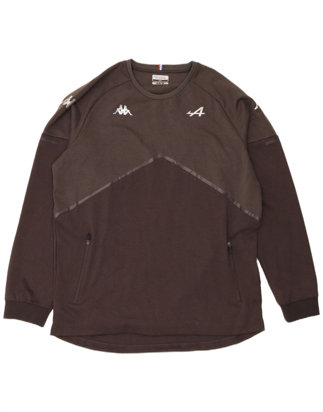 Męski graficzny top Kappa z długim rękawem, 5XL, szary poliester