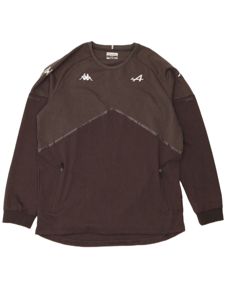 Męski graficzny top Kappa z długim rękawem, 5XL, szary poliester