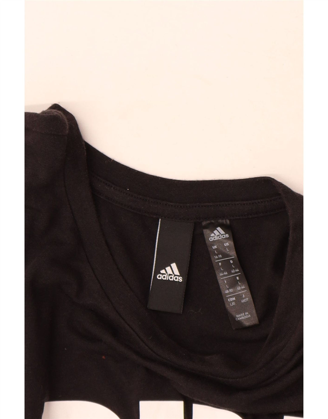 Damska koszulka graficzna Adidas Top UK 16/18, duża, czarna, poliester