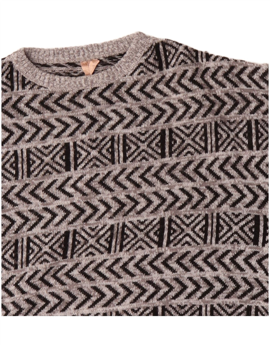 Vintage męski sweter z dekoltem w łódkę IT 52, duży, szary, geometryczny