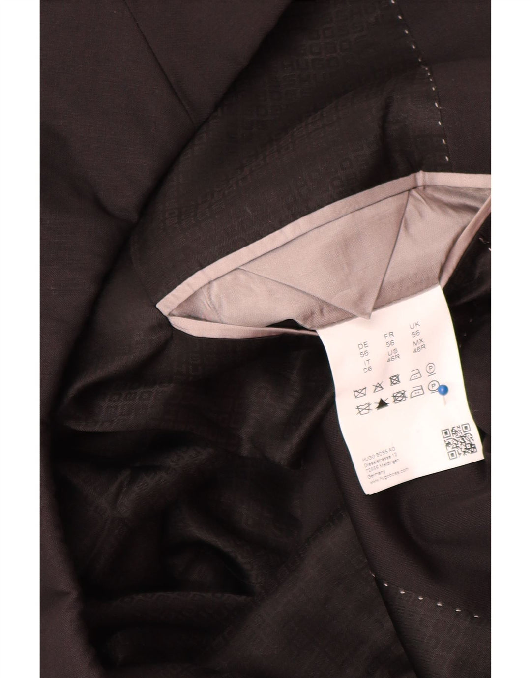 Męska marynarka zapinana na 2 guziki Hugo Boss EU 56 3XL Czarna dziewicza wełna