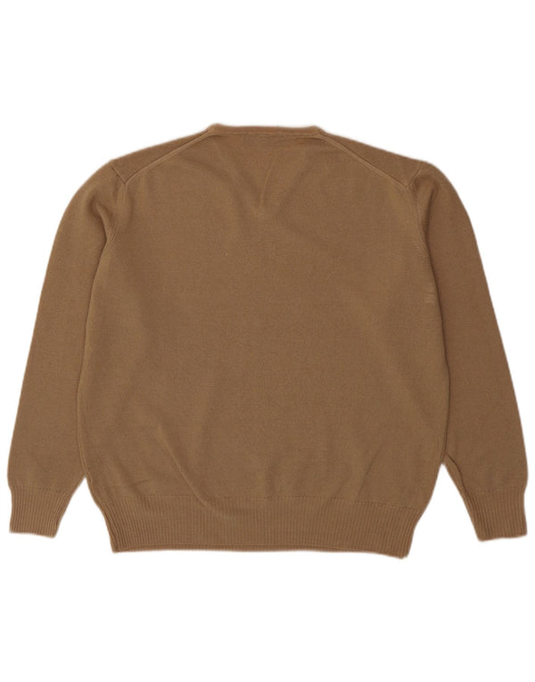 Męski sweter Zara z dekoltem w kształcie litery V, XL, brązowa wełna
