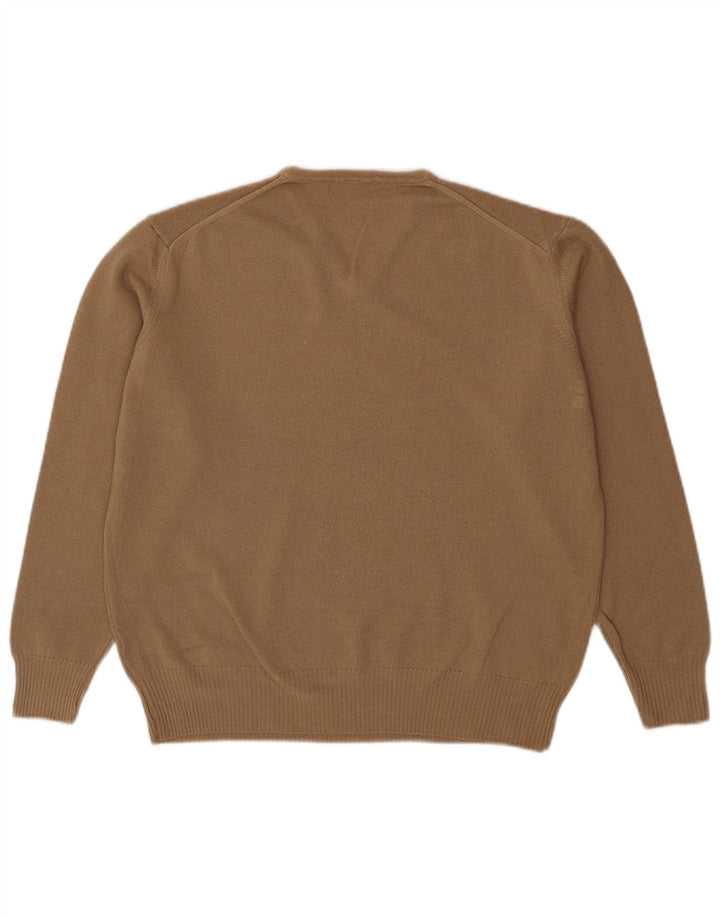 Męski sweter Zara z dekoltem w kształcie litery V, XL, brązowa wełna