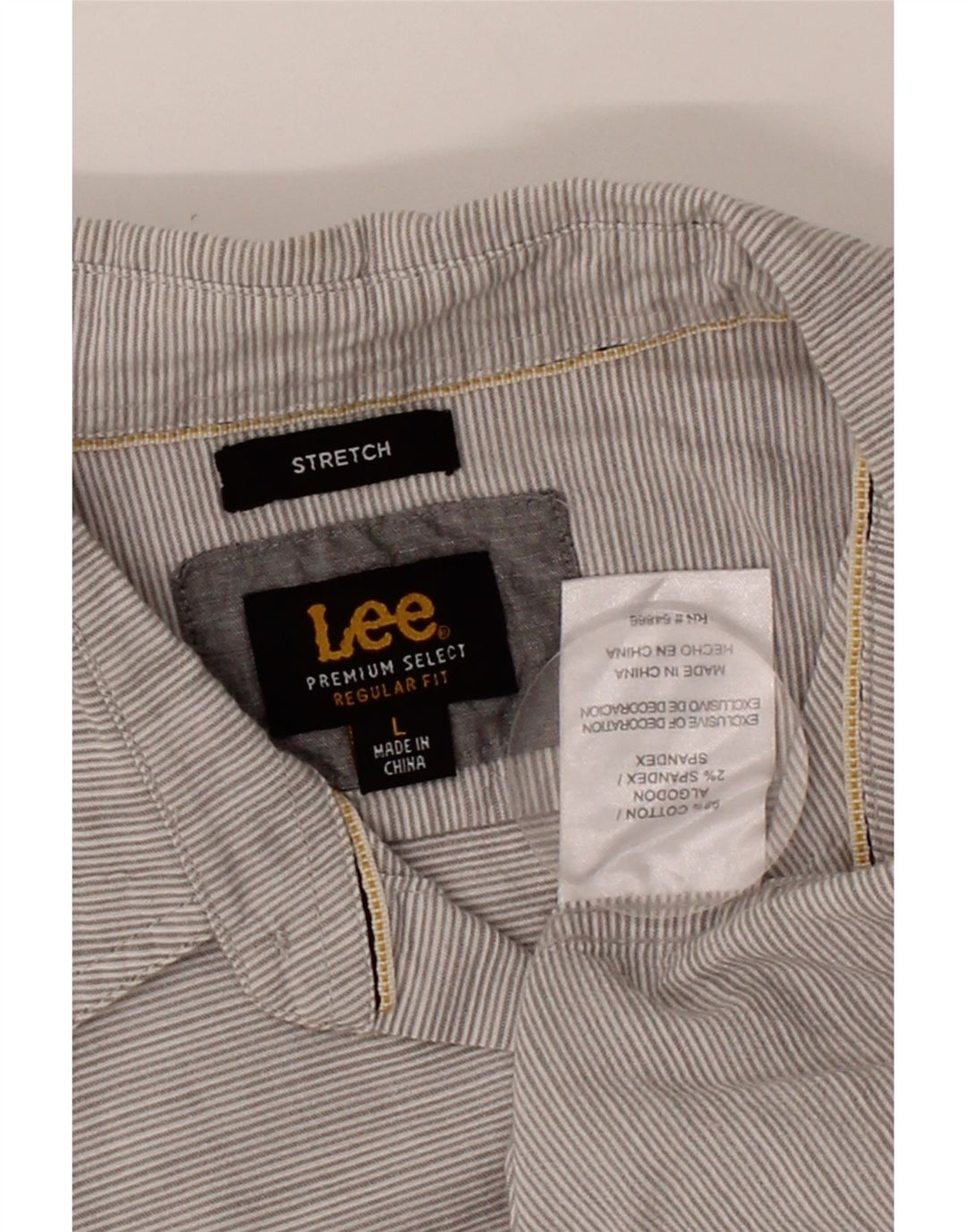 LEE Mens Short Sleeve Shirt Large Grey Pinstripe Cotton Vintage Lee and Second-Hand Lee from Messina Hembry 