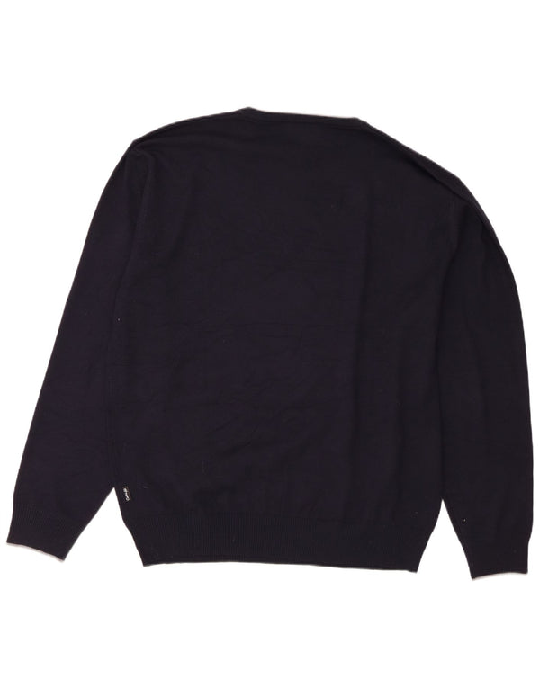 Męski sweter z okrągłym dekoltem Coveri 3XL, granatowa wiskoza