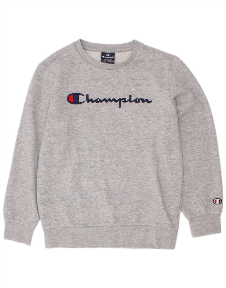 Chłopięcy sweter z grafiką Champion, 9-10 lat, średni szary, nakrapiany