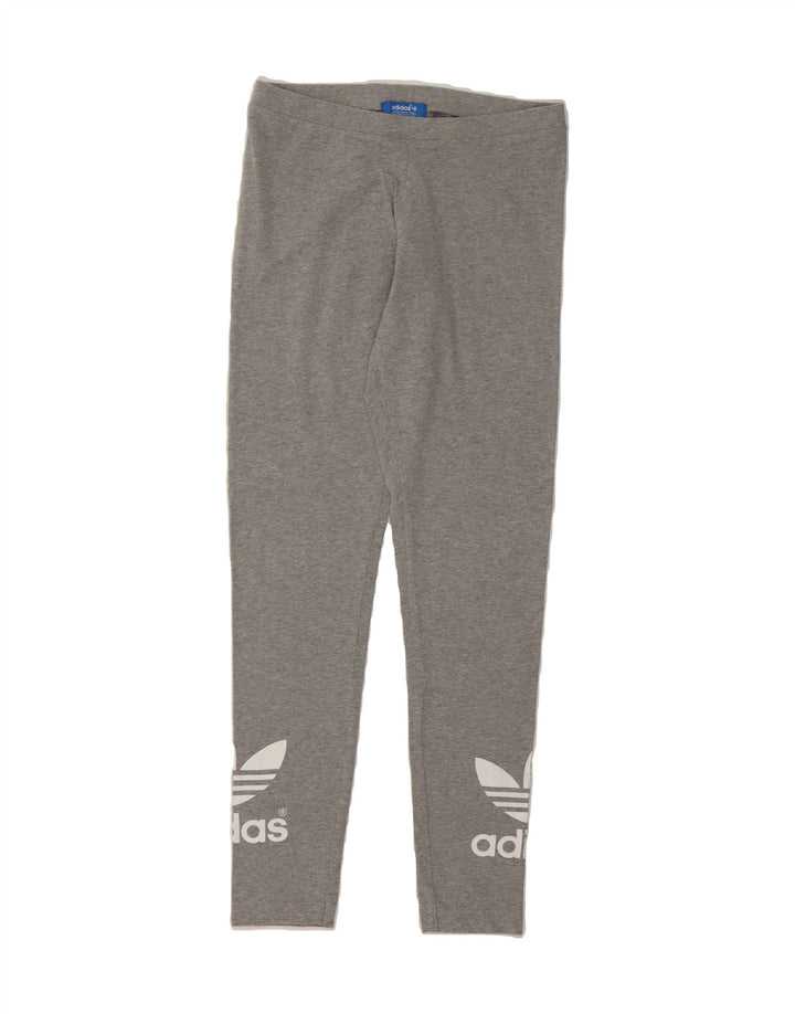ADIDAS Womens Graphic Leggings UK 10 Small  Grey Vintage Adidas and Second-Hand Adidas from Messina Hembry 