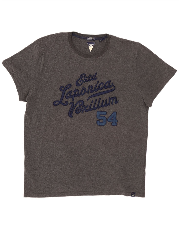 Męska koszulka z grafiką SUPERDRY Top 3XL, szara bawełna