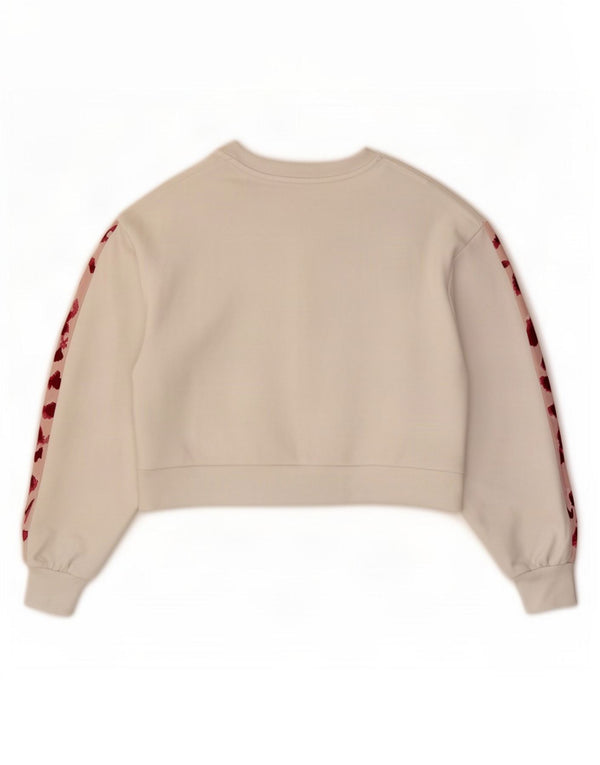 Damska bluza Puma Graphic Crop Jumper UK 14 Średnia biała bawełna