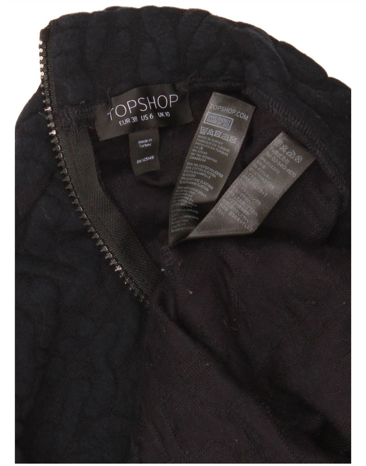 Damska sukienka sweterkowa z krótkim rękawem Topshop UK 10, mała, czarna, poliester