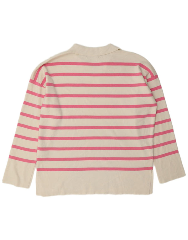 Marks & Spencer Damski sweter polo UK 14, duże, białe paski