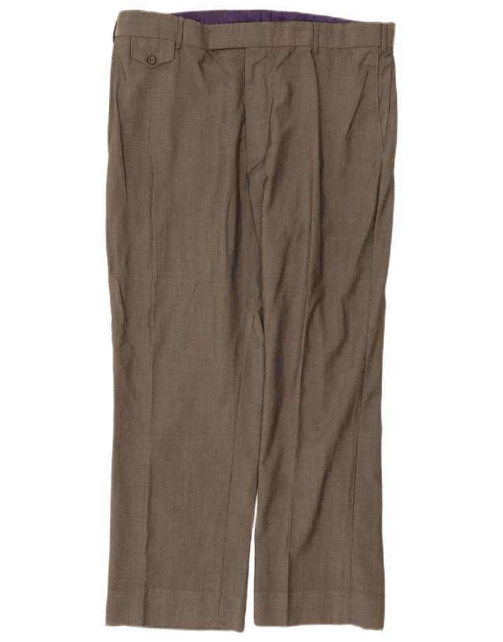 Męskie proste spodnie garniturowe w stylu vintage W36 L28 szare