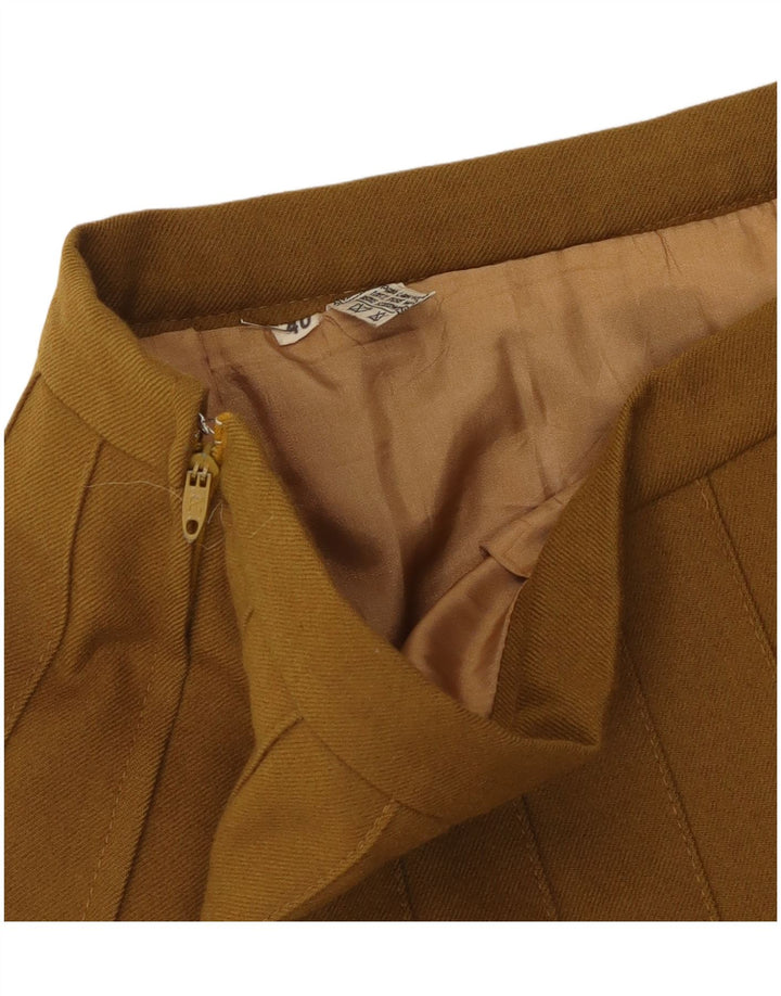Vintage damska plisowana spódnica nożowa EU 40 Medium W30 wełna khaki