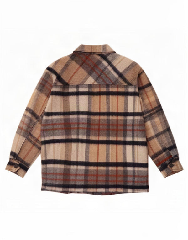 Damska koszula flanelowa Zara Shacket Oversize UK 10 w małą beżową kratę, akryl