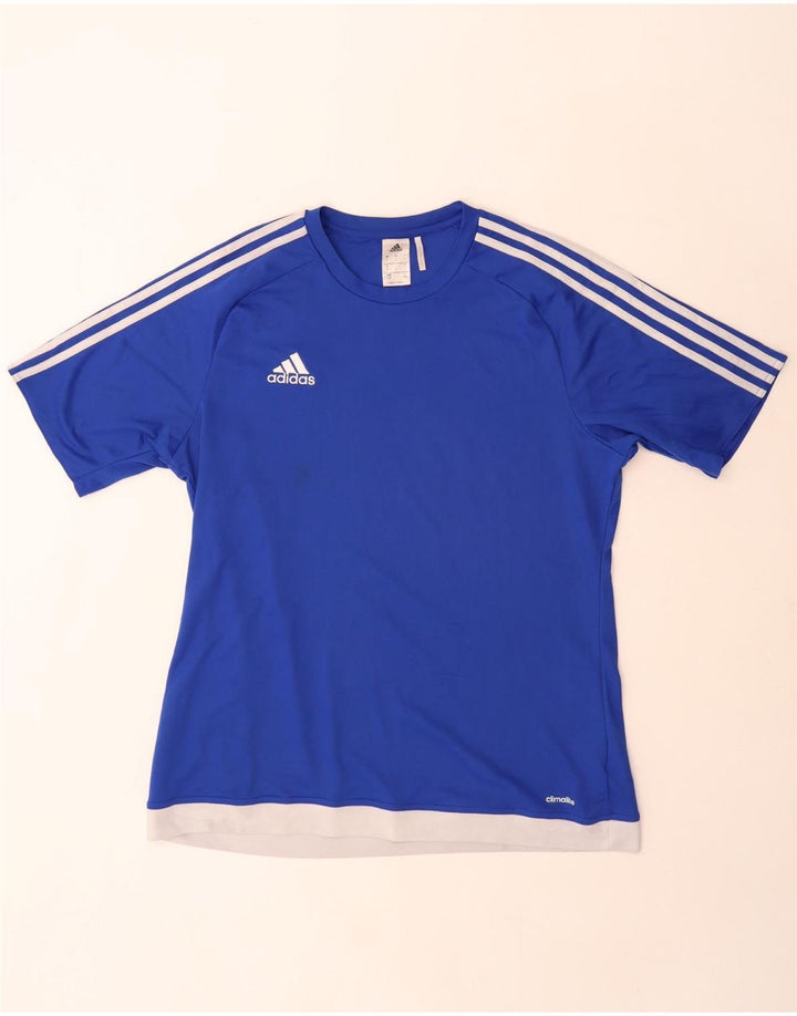 Adidas Męska koszulka Climalite Top, duża, niebieska, poliestrowa z blokami kolorów