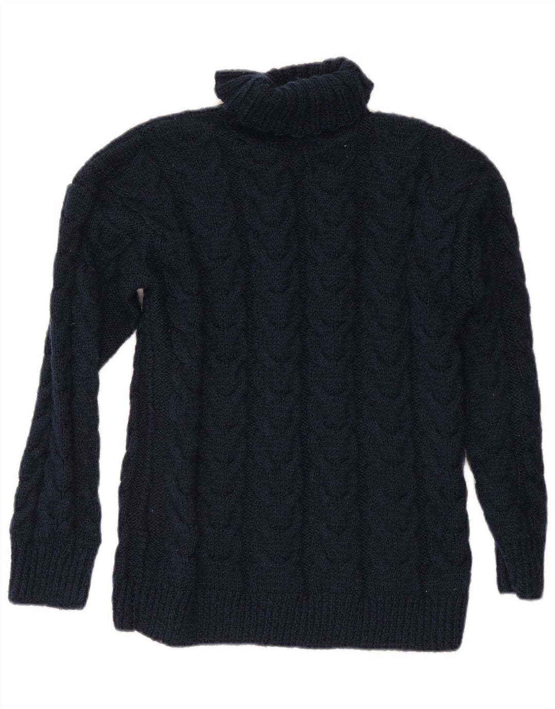 Sweter damski w stylu vintage z wywijanym dekoltem UK 16, duży, granatowy