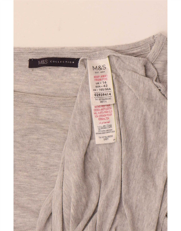 Marks & Spencer Damski top z długim rękawem UK 14, średnioszary, modal