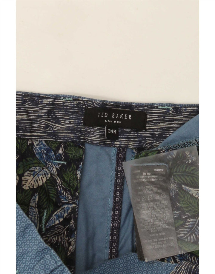 Męskie spodenki chino Ted Baker W34, duże, niebieskie, geometryczne, bawełniane