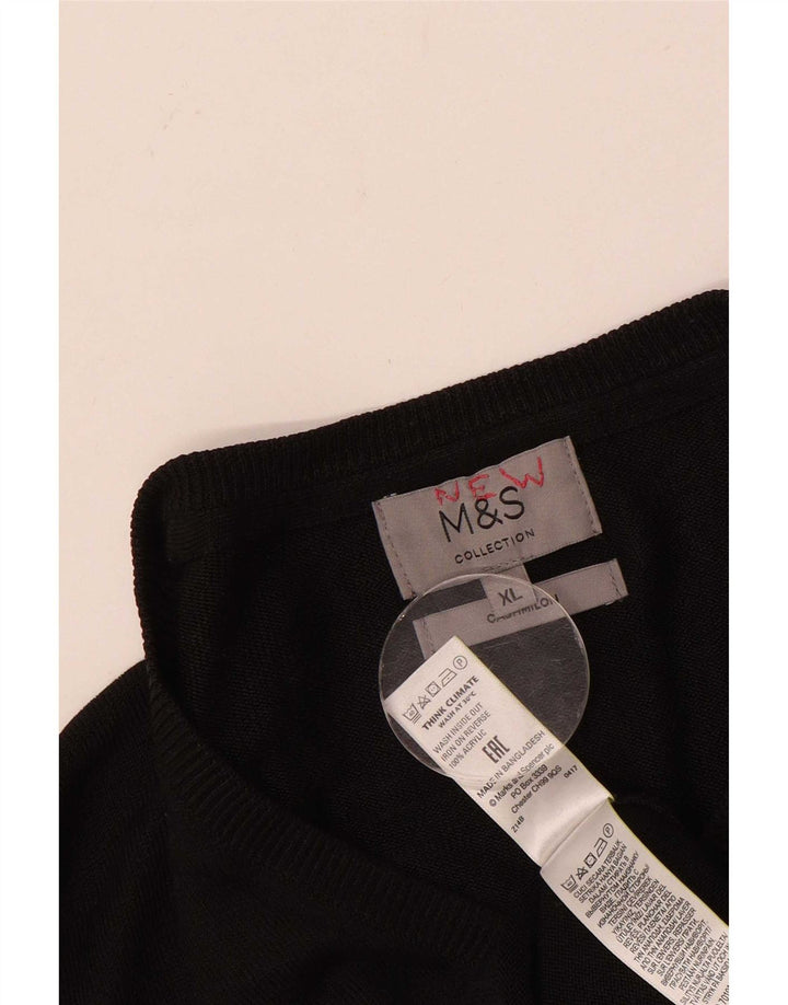 Marks & Spencer Męski sweter z dekoltem w kształcie litery V, XL, czarny, akrylowy