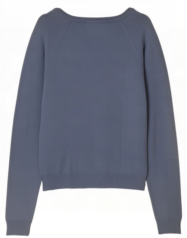 Sweter damski Zara z dekoltem w kształcie litery V, UK 12, średni niebieski, bawełniany