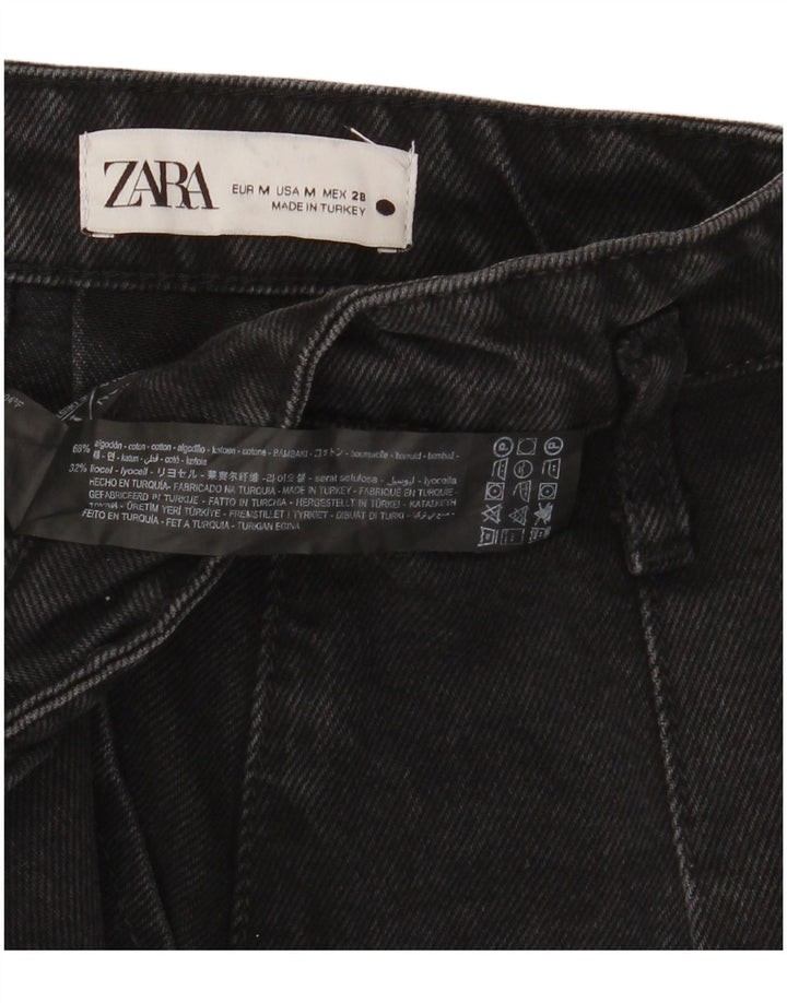 Damska mini spódniczka jeansowa Zara, średnia W32, czarna bawełna