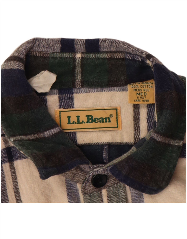 L.L.Bean Męska koszula flanelowa, bawełniana w średnią zieloną kratkę