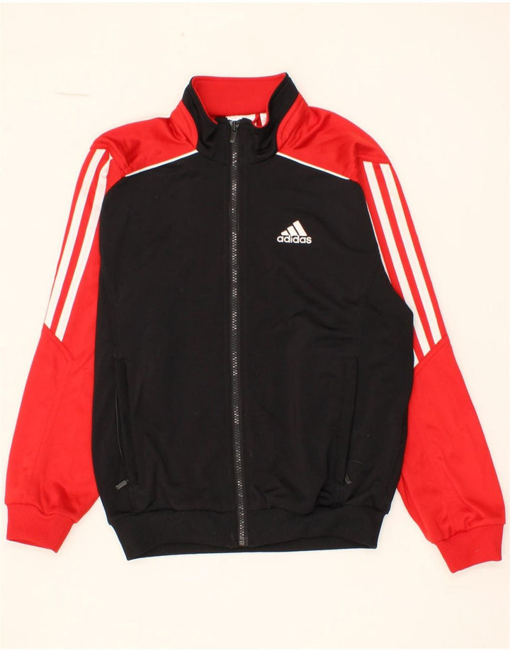 ADIDAS Boys Tracksuit Top Jacket 11-12 Years Large Black Colourblock Vintage Adidas and Second-Hand Adidas from Messina Hembry 