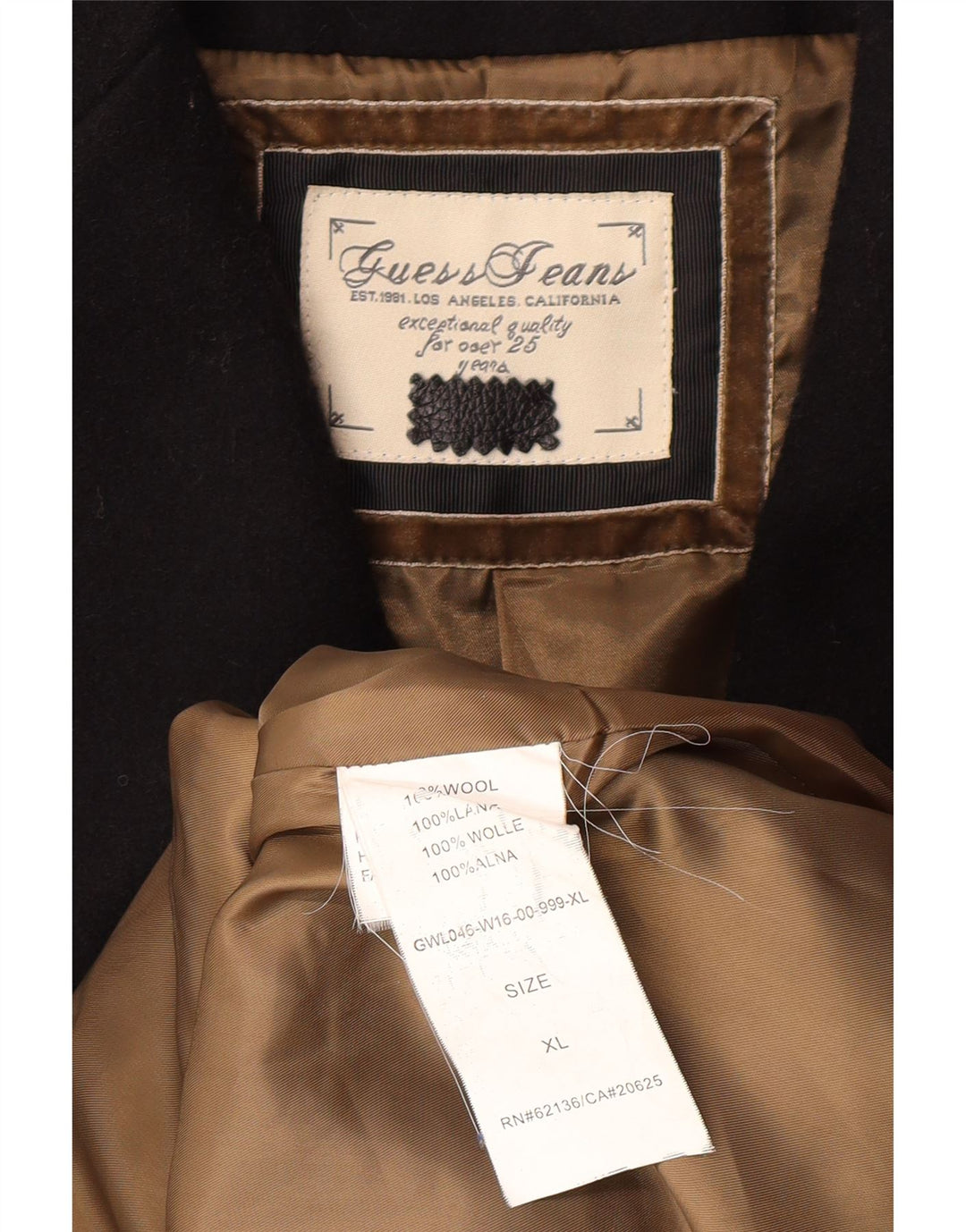GUESS Womens Overcoat UK 18 XL Black Wool Classic