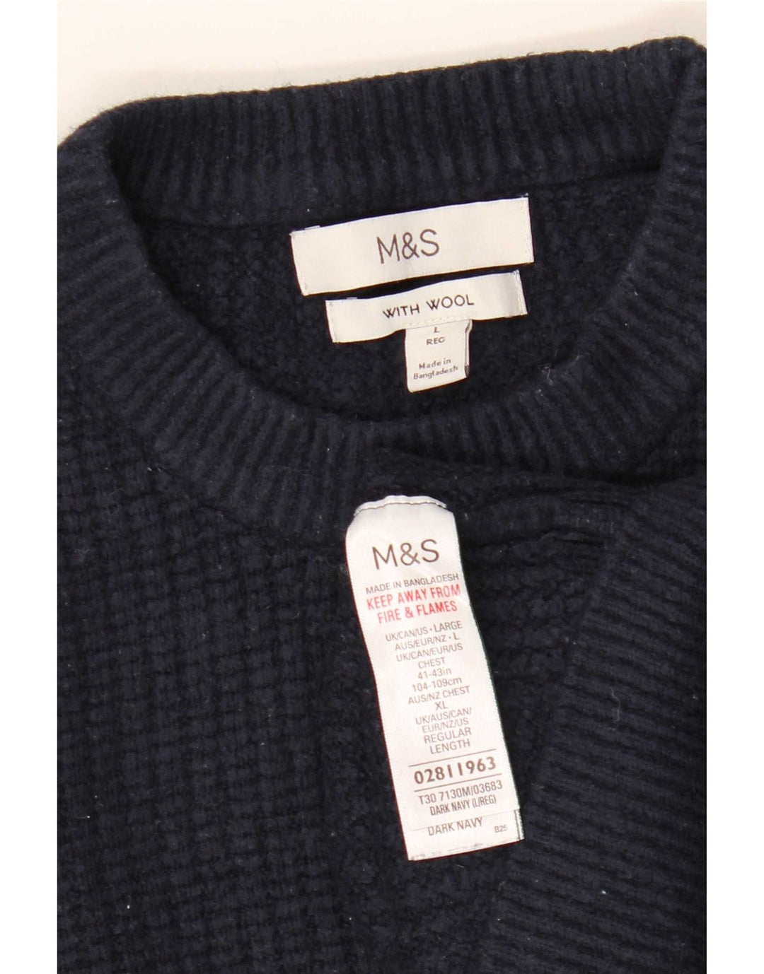 Sweter damski Marks & Spencer z okrągłym dekoltem, UK 16, duży, granatowy