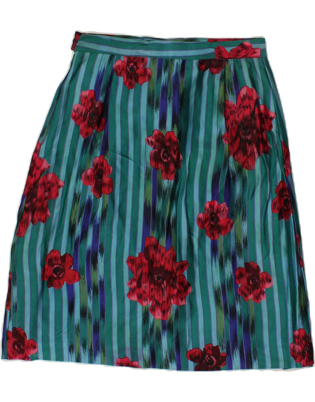 VINTAGE Womens A-Line Skirt W28 Medium Blue Floral Vintage Vintage and Second-Hand Vintage from Messina Hembry 