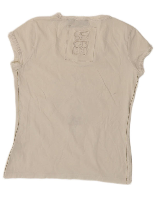 Damska koszulka z grafiką Napapijri Top UK 6 XS Off White Cotton
