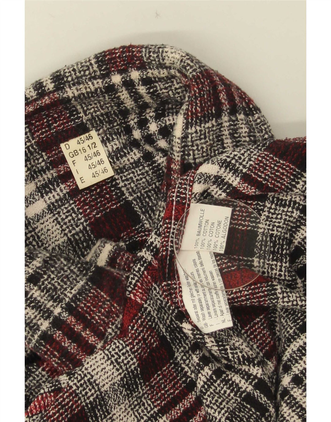 Męska koszula flanelowa w stylu vintage, rozmiar 16 1/2, duża, szara bawełniana krata