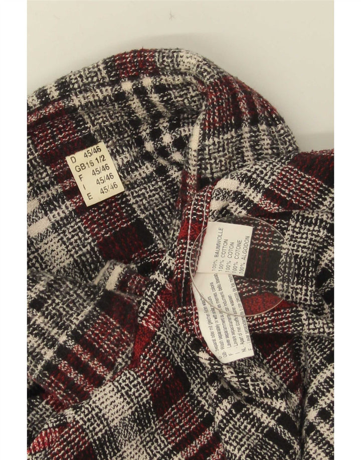 Męska koszula flanelowa w stylu vintage, rozmiar 16 1/2, duża, szara bawełniana krata
