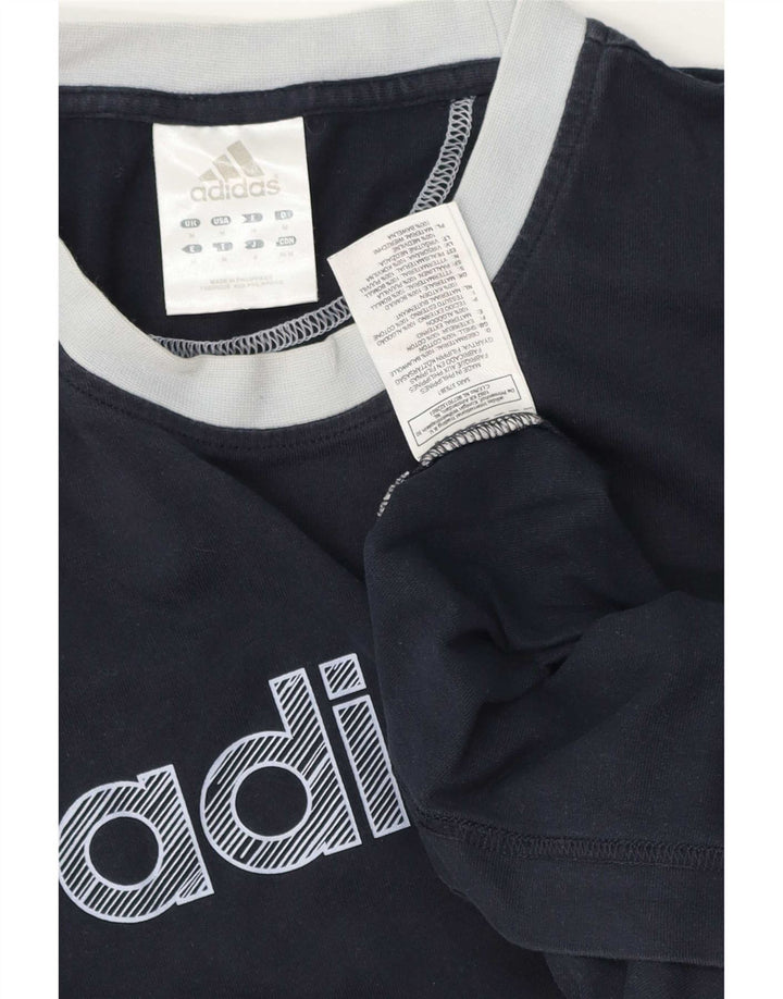 Męska koszulka z grafiką Adidas, średnia, granatowa, bawełniana