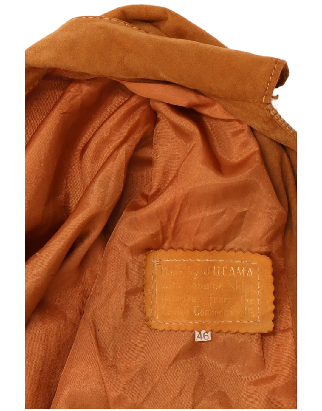 Damska zamszowa kurtka bomberka VINTAGE IT 46, duża brązowa skóra