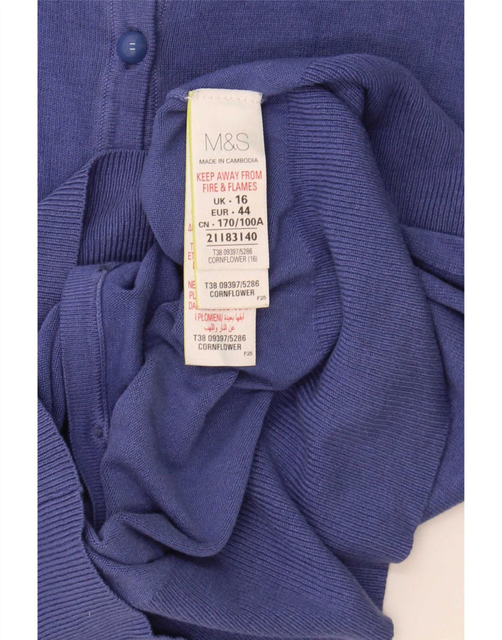 Marks & Spencer Damski sweter kardigan UK 16, duży, niebieski, wiskoza