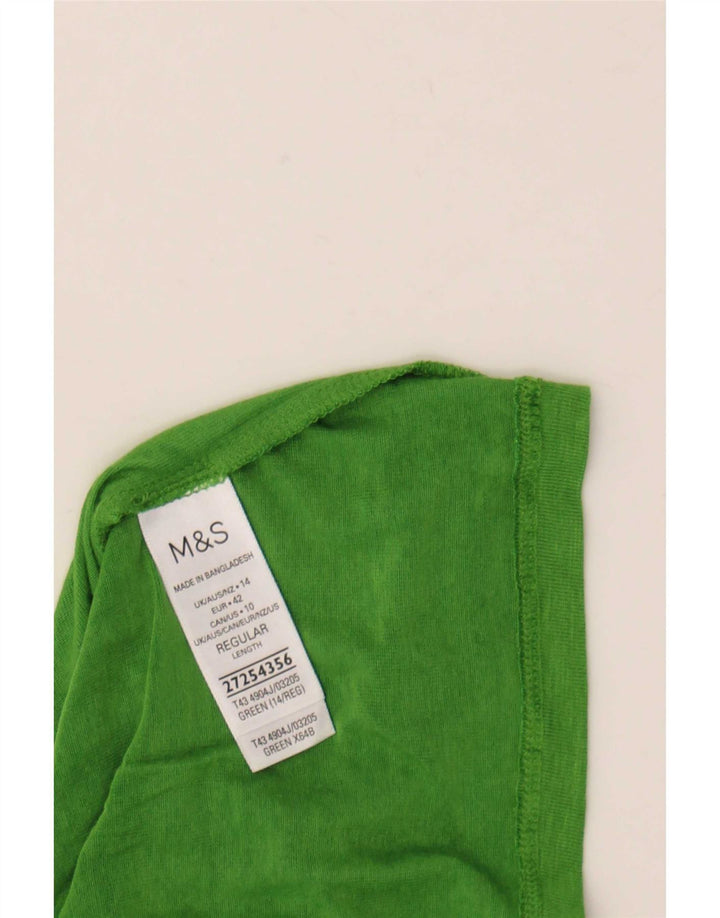 Marks & Spencer Damski top z długim rękawem UK 14, duży, zielony, nakrapiany modal