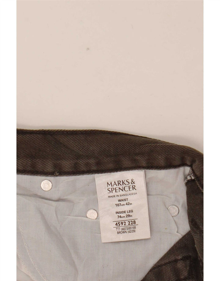 Marks & Spencer Męskie niebieskie dżinsy Harbor Straight W42 L29 Brązowa bawełna